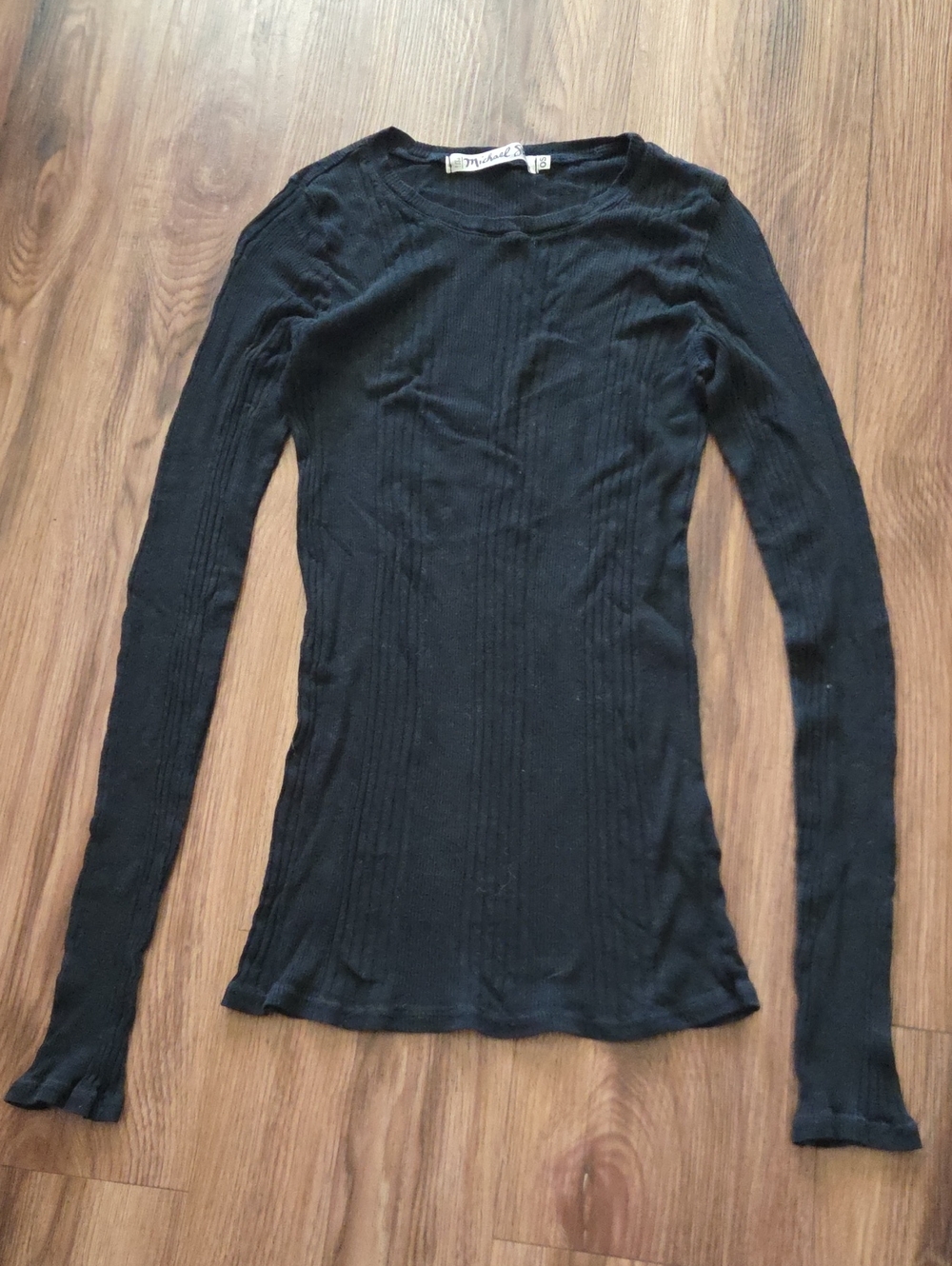 Michael Stars Black Long Sleeve Ribbed Slim Tee